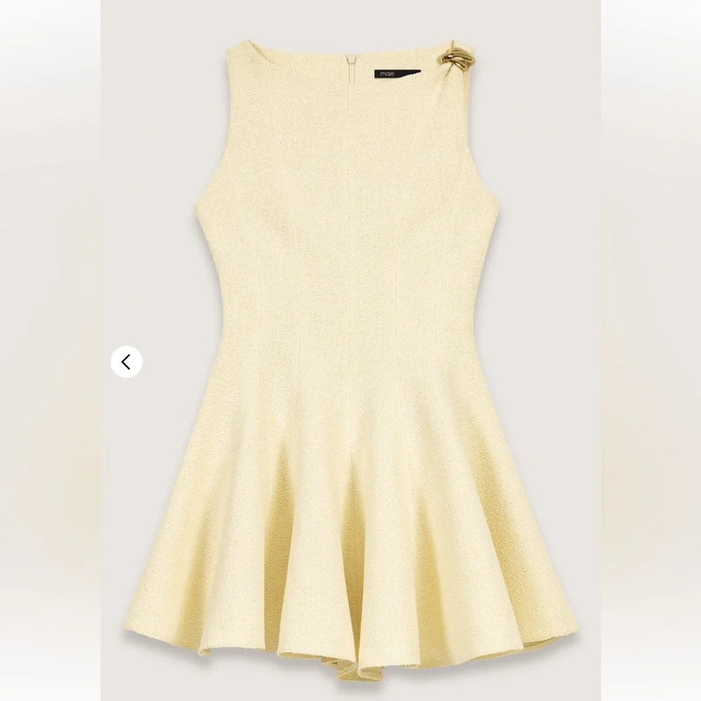 NWOT Maje Risoleil Pale Yellow Tweed Dress—No size tag - Picture 9 of 15
